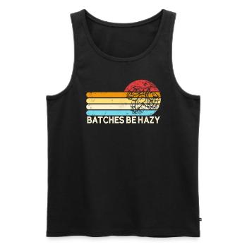 Chargen Be Hazy Hops Retro Sunset IPA Braubier - Männer Premium Bio Tank Top - Schwarz - Vorne - Michal (187cm)