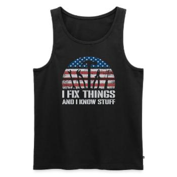 Ich repariere Dinge und ich weiß Dingeich reparier - Männer Premium Bio Tank Top - Schwarz - Vorne - Michal (187cm)