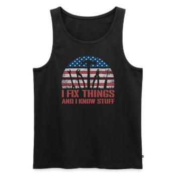 Ich repariere Dinge und ich weiß Dingeich reparier - Männer Premium Bio Tank Top - Schwarz - Vorne - Michal (187cm)