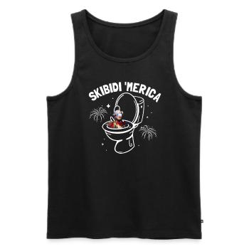 Skibidi' Merica Washington Skibidi ToiletteGeorge - Débardeur bio Premium Homme - noir - Devant - AI Model Male 178 light (178cm)