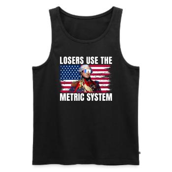 Losers use the George Wa metric system - Men's Premium Organic Tank Top - black - Front - AI Model Male 178 light (178cm)