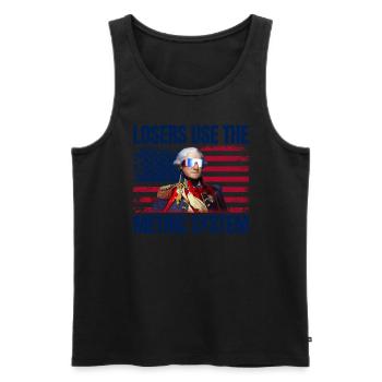 Losers use the George Wa metric system - Men's Premium Organic Tank Top - black - Front - AI Model Male 178 light (178cm)