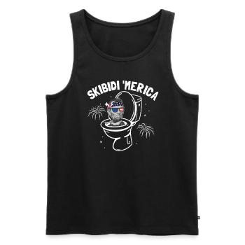Skibidi' Merica Abraham Lincoln Skibidi ToiletÀ partir de - Débardeur bio Premium Homme - noir - Devant - AI Model Male 178 light (178cm)