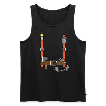 Firefighter costume, funny Halloween firefighter - Men's Premium Organic Tank Top - black - Front - Michal (187cm)