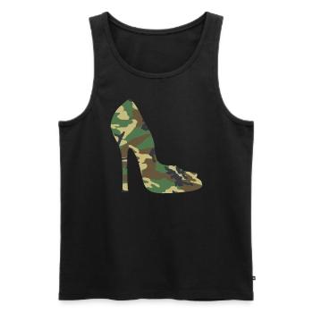 Heels Woodland Camo Damen-High-Heels in Camouflage - Männer Premium Bio Tank Top - Schwarz - Vorne - AI Model Male 178 light (178cm)