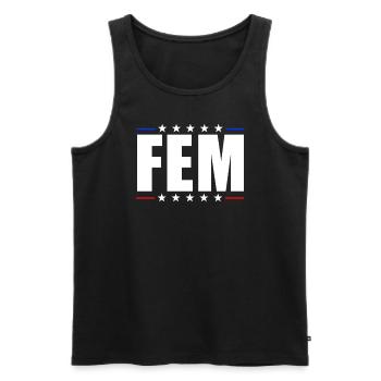 FEM - Männer Premium Bio Tank Top - Schwarz - Vorne - Michal (187cm)