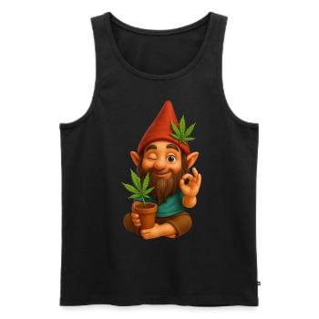 Cooler Zwerg mit Cannabis - Männer Premium Bio Tank Top - Schwarz - Vorne - Michal (187cm)