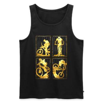 Mountainbike | MTB | Mountainbiker Gold - Männer Premium Bio Tank Top - Schwarz - Vorne - Michal (187cm)