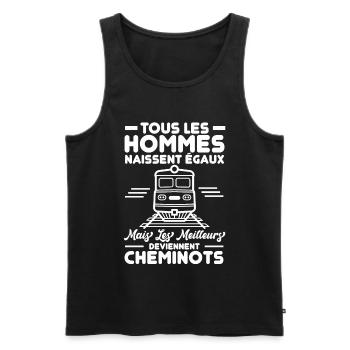 Cheminots - Débardeur bio Premium Homme - noir - Devant - Michal (187cm)