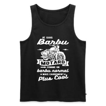 barbu et motard moto - Débardeur bio Premium Homme - noir - Devant - AI Model Male 178 light (178cm)