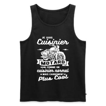 cuisinier et motard moto - Débardeur bio Premium Homme - noir - Devant - Michal (187cm)