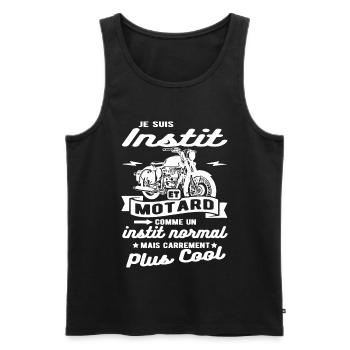 instit et motard moto - Débardeur bio Premium Homme - noir - Devant - Michal (187cm)