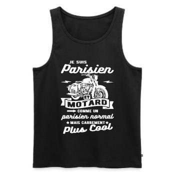 parisien et motard moto - Débardeur bio Premium Homme - noir - Devant - Michal (187cm)