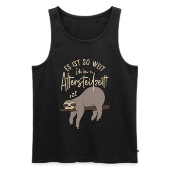 Faultier Es ist so weit Ich bin in Altersteilzeit - Männer Premium Bio Tank Top - Schwarz - Vorne - Michal (187cm)