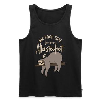 Faultier Mir doch egal Ich bin in Altersteilzeit - Männer Premium Bio Tank Top - Schwarz - Vorne - Michal (187cm)