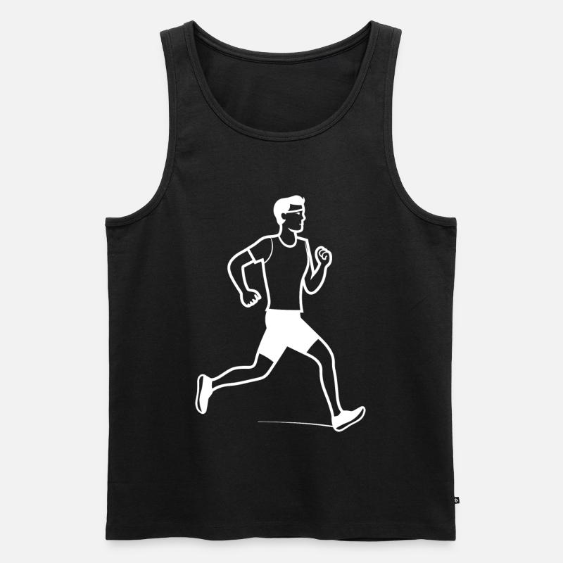 Läufer Junge Strichzeichnung - Männer Premium Bio Tank Top - Schwarz