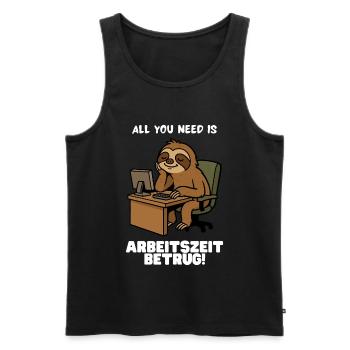 Arbeitszeitbetrug Faultier - Männer Premium Bio Tank Top - Schwarz - Vorne - Michal (187cm)