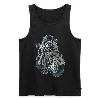 Motorcycle Biker Fuck you Provocation Skeleton - Men's Premium Organic Tank Top - black - Front - AI Model Male 178 light (178cm)