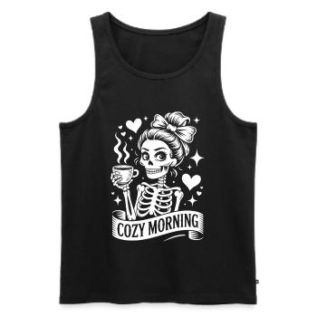 Cozy Morning Skull Coffee - Men's Premium Organic Tank Top - black - Front - AI Model Male 178 light (178cm)
