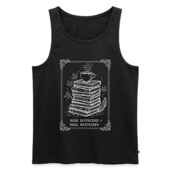 Book Boyfriend Bücherstapel - Männer Premium Bio Tank Top - Schwarz - Vorne - AI Model Male 178 light (178cm)