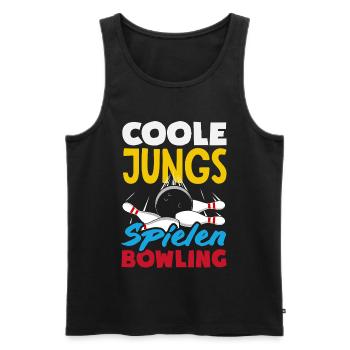 Coole Jungs Spielen Bowling - Männer Premium Bio Tank Top - Schwarz - Vorne - AI Model Male 178 light (178cm)