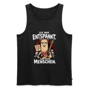 Ich War Entspannt Dann Kamen Menschen Lama - Männer Premium Bio Tank Top - Schwarz - Vorne - Michal (187cm)