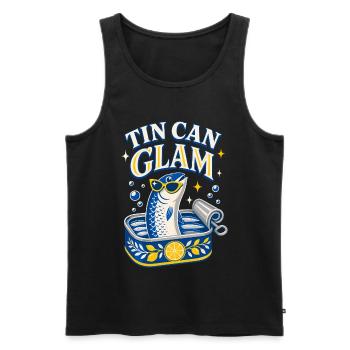 Tin Can Glam Sardines with Sunglasses - Men's Premium Organic Tank Top - black - Front - Michal (187cm)