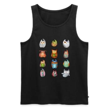 Eule Uhu Tier Waldtier Steinkauz Schleiereulen Fun - Männer Premium Bio Tank Top - Schwarz - Vorne - AI Model Male 178 light (178cm)