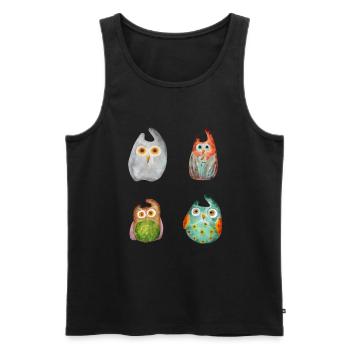 Eule Uhu Tier Waldtier Steinkauz Schleiereulen Fun - Männer Premium Bio Tank Top - Schwarz - Vorne - AI Model Male 178 light (178cm)