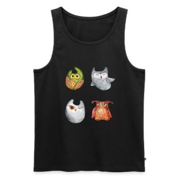 Eule Uhu Tier Waldtier Steinkauz Schleiereulen Fun - Männer Premium Bio Tank Top - Schwarz - Vorne - AI Model Male 178 light (178cm)