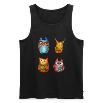 Eule Uhu Tier Waldtier Steinkauz Schleiereulen Fun - Männer Premium Bio Tank Top - Schwarz - Vorne - AI Model Male 178 light (178cm)