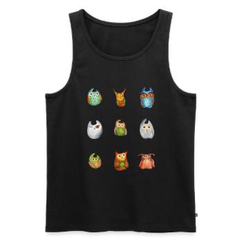 Eule Uhu Tier Waldtier Steinkauz Schleiereulen Fun - Männer Premium Bio Tank Top - Schwarz - Vorne - AI Model Male 178 light (178cm)