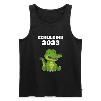 Schulkind 2023 Krokodil Einschulung Erstklässler - Männer Premium Bio Tank Top - Schwarz - Vorne - Michal (187cm)