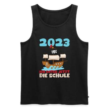 Schulkind 2023 Pirat Einschulung Erstklässler Kind - Männer Premium Bio Tank Top - Schwarz - Vorne - Michal (187cm)
