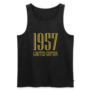 1957 édition limitée anniversaire cadeau femme mari - Débardeur bio Premium Homme - noir - Devant - Michal (187cm)