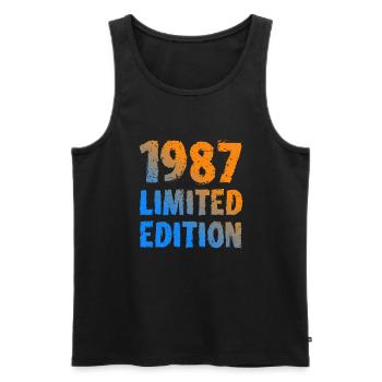 1987 édition limitée anniversaire cadeau femme mari - Débardeur bio Premium Homme - noir - Devant - Michal (187cm)