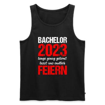 Bachelor 2023 Lange Genug Gelernt Lasst Uns Feiern - Männer Premium Bio Tank Top - Schwarz - Vorne - Michal (187cm)