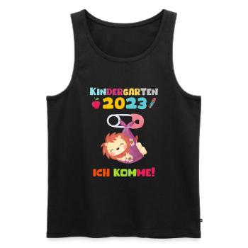 Kindergarten 2023 Ich Komme Mädchen Kita Geschenk - Männer Premium Bio Tank Top - Schwarz - Vorne - AI Model Male 178 light (178cm)