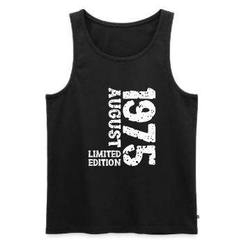 1975 August Limited Edition 48. Geburtstag Outfit - Männer Premium Bio Tank Top - Schwarz - Vorne - Michal (187cm)