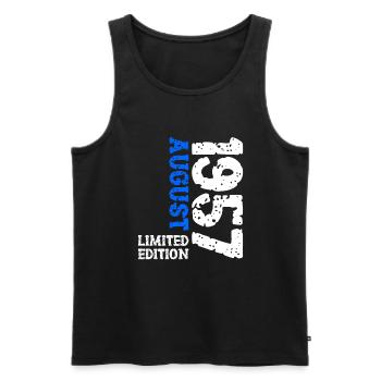 1957 August Limited Edition 66th Birthday Outfit - Men's Premium Organic Tank Top - black - Front - Michal (187cm)