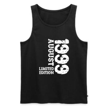 1999 August Limited Edition 24. Geburtstag Outfit - Männer Premium Bio Tank Top - Schwarz - Vorne - Michal (187cm)