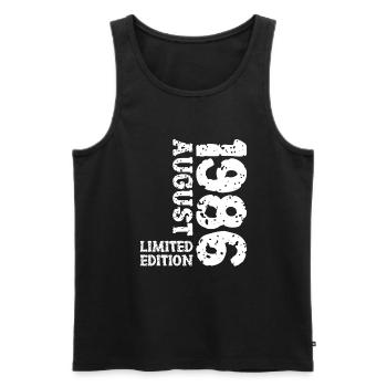 1986 August Limited Edition 37th Birthday Outfit - Men's Premium Organic Tank Top - black - Front - AI Model Male 178 light (178cm)