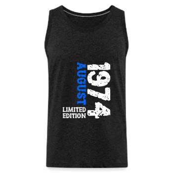 1974 August Limited Edition 49th Birthday Outfit - Men's Premium Organic Tank Top - charcoal grey - Front - Alexander (188cm)