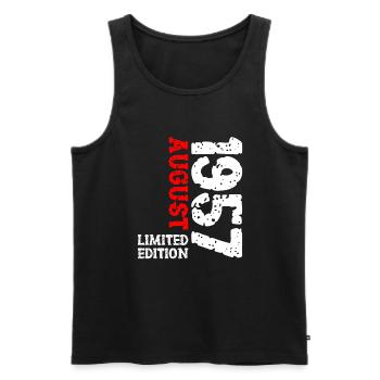 1957 August Limited Edition 66. Geburtstag Outfit - Männer Premium Bio Tank Top - Schwarz - Vorne - AI Model Male 178 light (178cm)