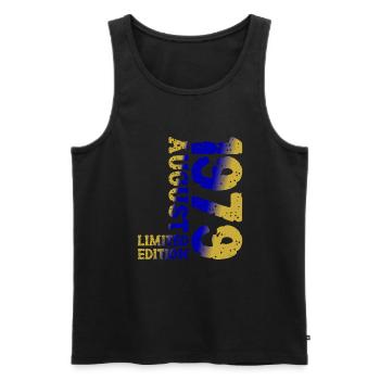 1979 August Limited Edition 44. Geburtstag Outfit - Männer Premium Bio Tank Top - Schwarz - Vorne - Michal (187cm)