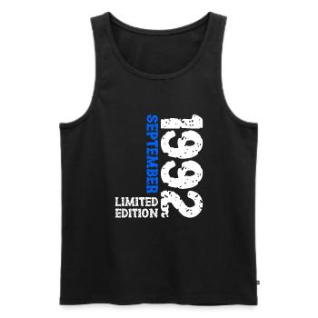 1992 September Limited Edition 31. Geburtstag Deko - Männer Premium Bio Tank Top - Schwarz - Vorne - AI Model Male 178 light (178cm)