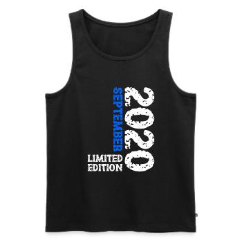 2020 Septembre Édition Limitée 3ème Décoration Anniversaire - Débardeur bio Premium Homme - noir - Devant - Michal (187cm)
