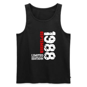 1988 September Limited Edition 35. Geburtstag Deko - Männer Premium Bio Tank Top - Schwarz - Vorne - AI Model Male 178 light (178cm)