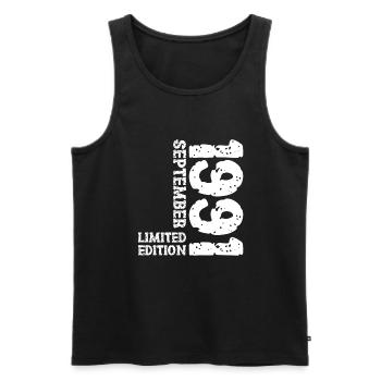 1991 September Limited Edition 32nd Birthday Decoration - Men's Premium Organic Tank Top - black - Front - AI Model Male 178 light (178cm)