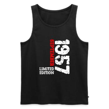 1957 September Limited Edition 66. Geburtstag Deko - Männer Premium Bio Tank Top - Schwarz - Vorne - AI Model Male 178 light (178cm)